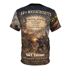 Load image into Gallery viewer, All-Over Print Tee - 54th Massachusetts - Fort Wagner - Paid for in Blood - SGT Turner
