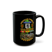 Load image into Gallery viewer, Black Mug  (15oz) - Vietnam Veteran Combat - 2nd Bn, 28th Infantry - 1st ID - with VN SVC - with Combat Scene - 3D - Transparent
