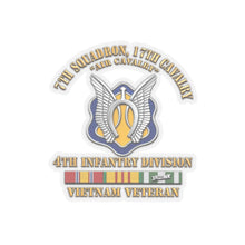 Load image into Gallery viewer, Kiss-Cut Stickers - Army - 7th Squadron - 17th Cavalry - 4th ID - Vietnam Vet w SVC Ribbon - 3D X 300
