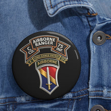Load image into Gallery viewer, Custom Pin Buttons - SSI - Vietnam - C Co 75th Ranger - 1st FF - E-20 Inf - 3D X 300
