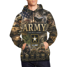 Load image into Gallery viewer, AOP Hoodie - US Army - This We'll Defend Tribute Tee — US Army Careers Men's All Over Print Hoodie (USA Size) (Model H13)
