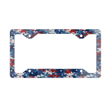 Load image into Gallery viewer, Metal License Plate Frame - Distressed American Flag Camo Pattern
