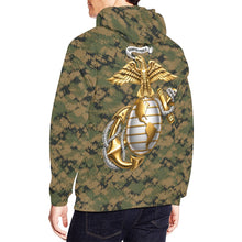 Load image into Gallery viewer, AOP Hoodie - USMC Camouflage Pattern w Eagle Globe Anchor  Men's All Over Print Hoodie (USA Size) (Model H13)
