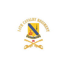 Load image into Gallery viewer, Kiss-Cut Vinyl Decals - Army - 14th Cavalry Regiment w Cav Br - Red Txt X 300
