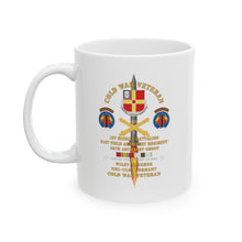 Load image into Gallery viewer, White Ceramic Mug, (11oz, 15oz) - Cold War Vet - 1st Missile Bn, 81st Artillery 56th Artillery Group - Neu-Ulm Germany - Firing Missile w ARTY Br w COLD SVC X 300
