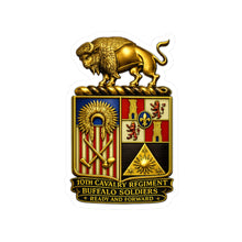 Load image into Gallery viewer, Kiss-Cut Stickers - Army - 10th Cavalry Regiment - BUffalo Soldiers - COA - Ready and Forward - 3D Enhanced
