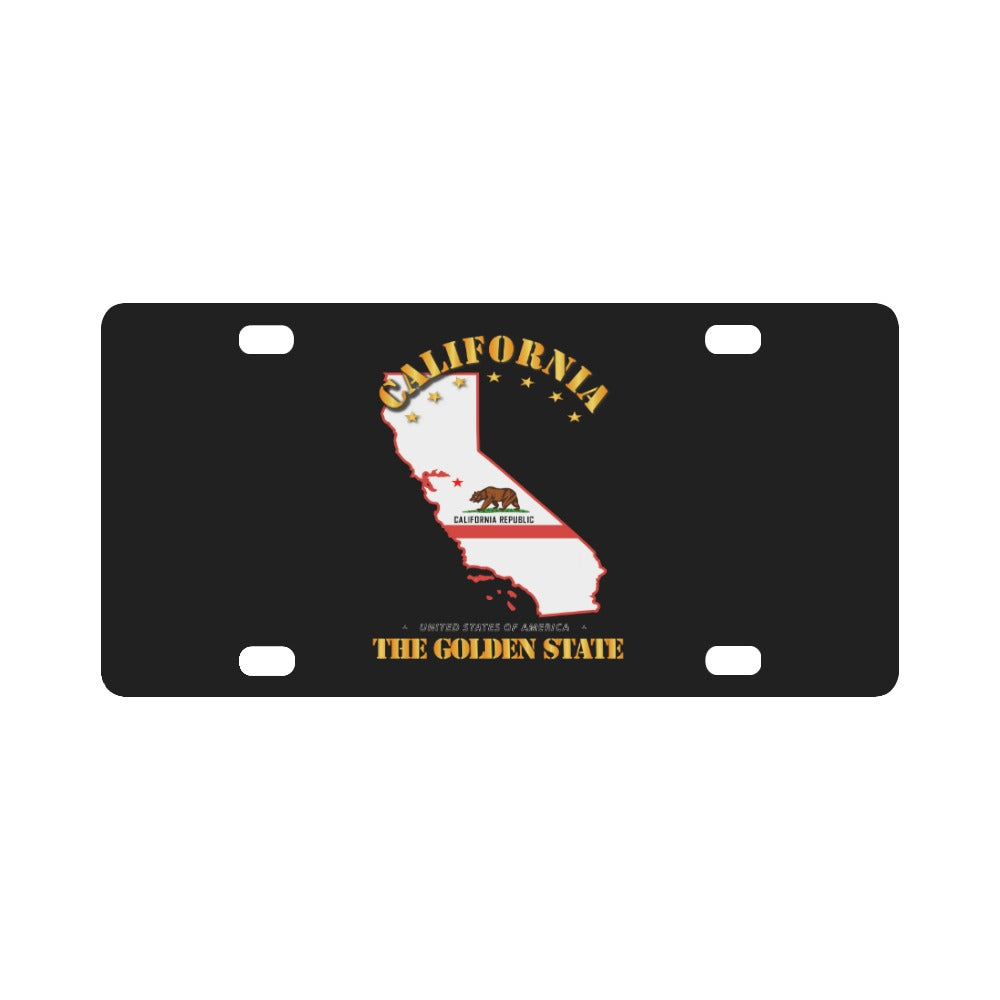 USA - California w Flag - The Golden State Classic License Plate