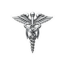 Load image into Gallery viewer, Kiss-Cut Stickers - Army Medical Service Corps (MS) Branch Insignia - 3D - Silver - Enhanced
