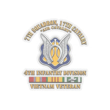 Load image into Gallery viewer, Kiss-Cut Stickers - Army - 7th Squadron - 17th Cavalry - 4th ID - Vietnam Vet w SVC Ribbon - 3D X 300
