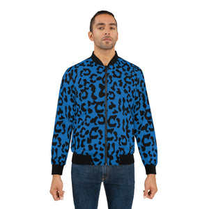 Men's AOP Bomber Jacket - Leopard Camouflage - Blue-Black