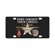 Load image into Gallery viewer, Army - Fort Liberty North Carolina - US Army Special Operations Command (USASOC) - SSI - DUI w Star Classic License Plate
