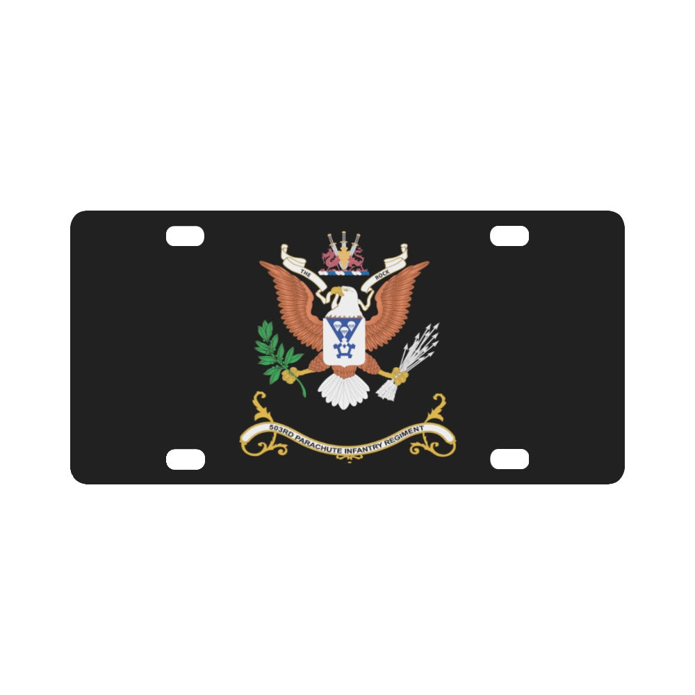 Army - Regimental Colors - 503rd Parachute Infantry Regiment - THE ROCK X 300 Classic License Plate