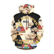 Load image into Gallery viewer, Men&#39;s All Over Print Hoodie (USA Size) (Model H13) - Gulf War Combat Armor Vet w 1st Armored Division
