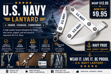 Load image into Gallery viewer, US Navy Lanyard - NAVY PRIDE - White Background
