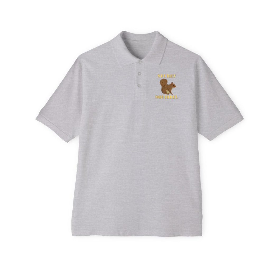 Men's Piqué Polo - Secret Squirrel with text