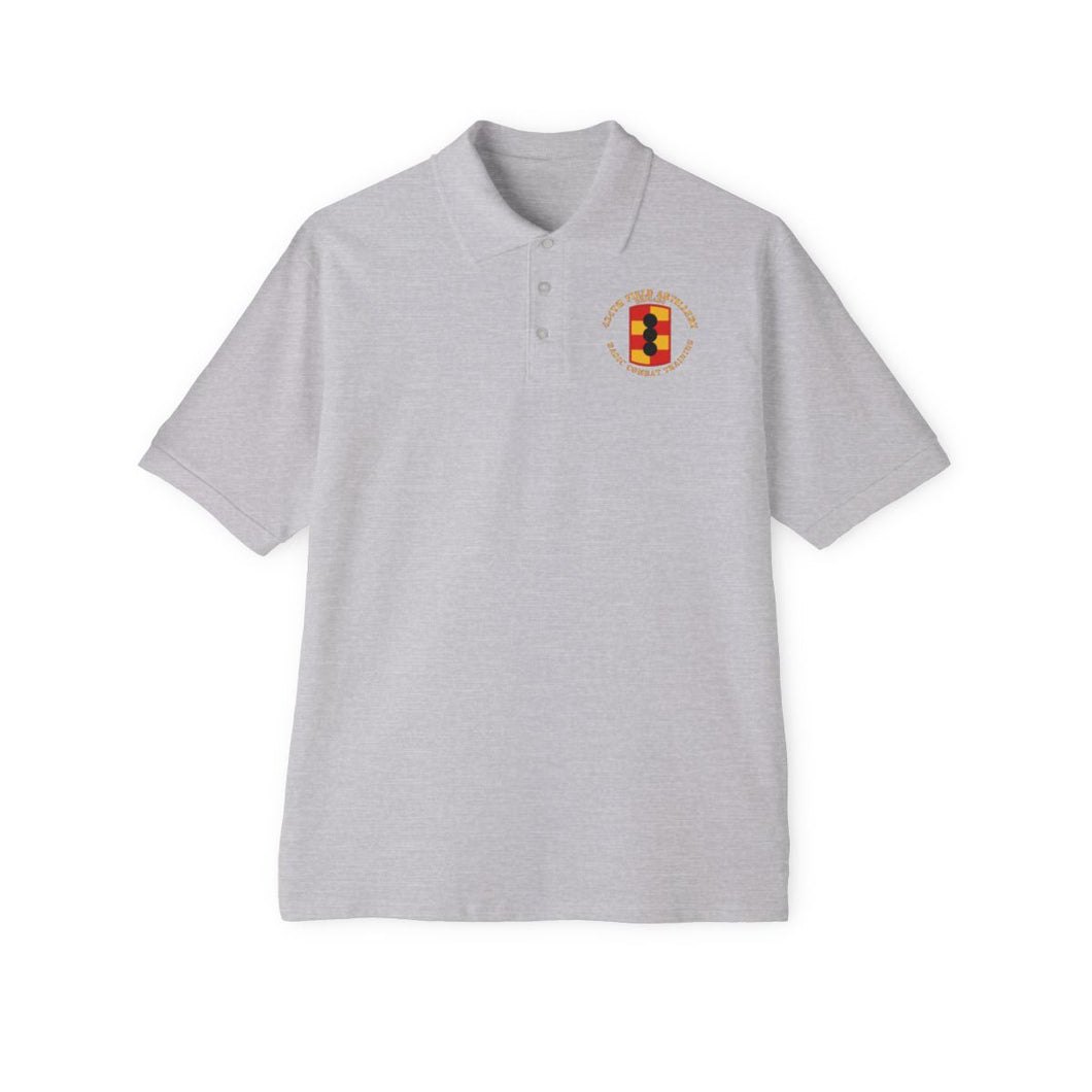 Men's Piqué Polo - 434th Field Artillery Brigade w SSI - Basic Combat Training