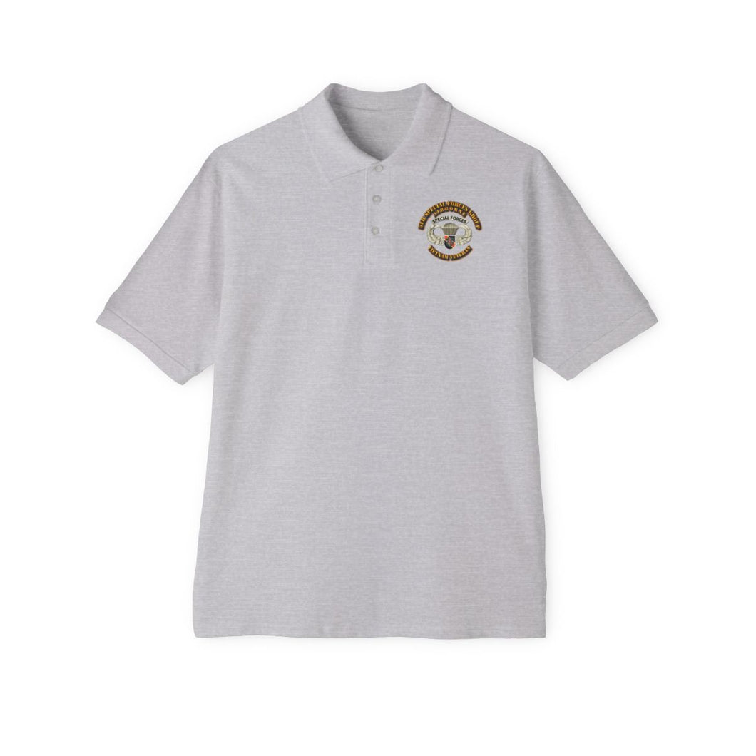 Men's Piqué Polo - 5th SFG - Airborne Badge - Vietnam Veteran