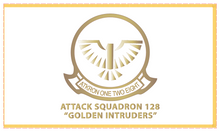 Load image into Gallery viewer, Rectangle Flags - Attack Squadron 128 - Golden Intruders - White Background and Flag Background
