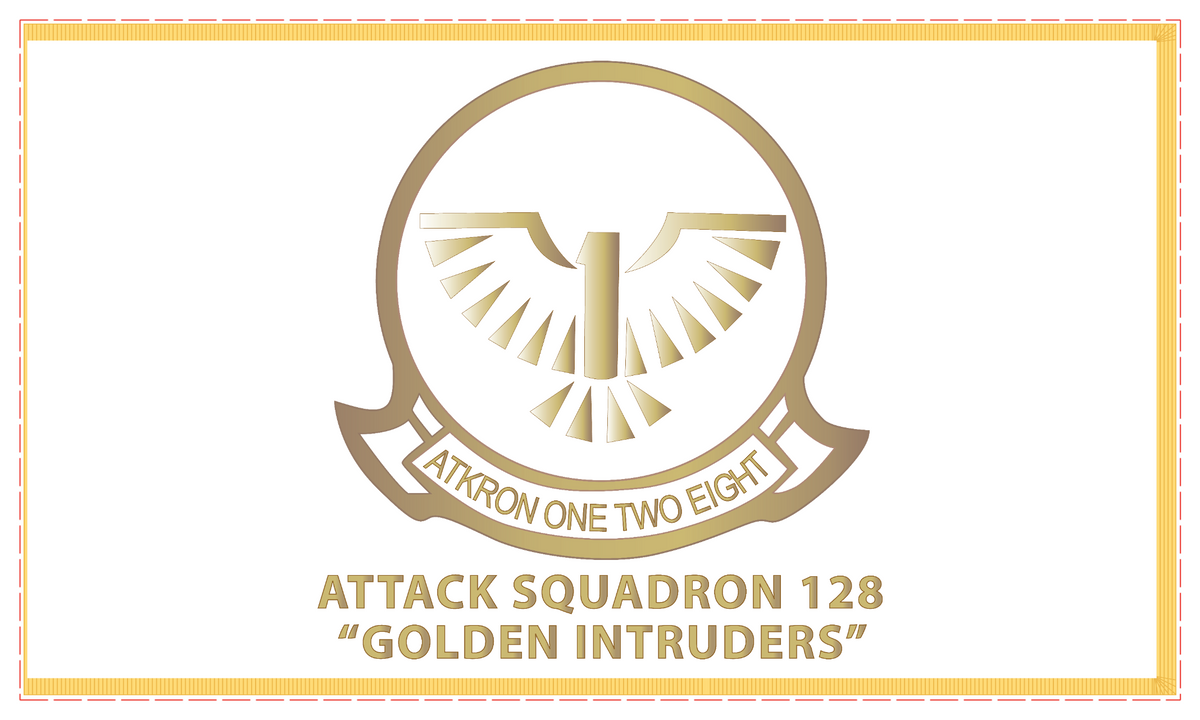 Rectangle Flags - Attack Squadron 128 - Golden Intruders - White Backg ...