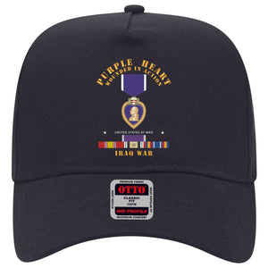 Baseball Cap - Purple Heart - WIA w IRAQ SVC w Purple Heart Ribbon