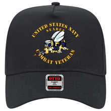 Load image into Gallery viewer, Baseball Cap - Navy - Seabee - Combat Veteran - No Shadow
