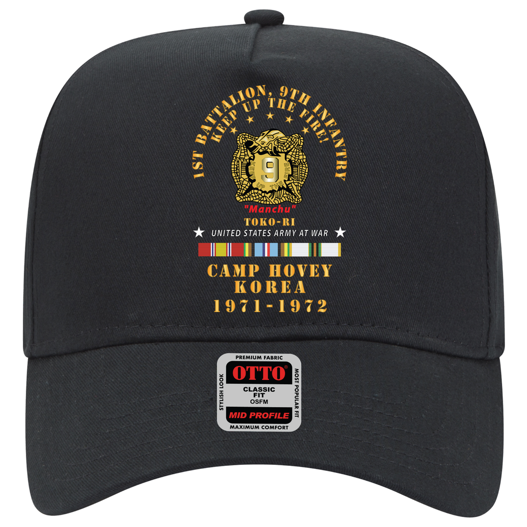 Baseball Cap - Army - 1st Battalion, 9th Infantry - Manchus - Keep Up the Fire - Camp Hovey Korea - Toko-ri w AFEM - COLD SVC X 300