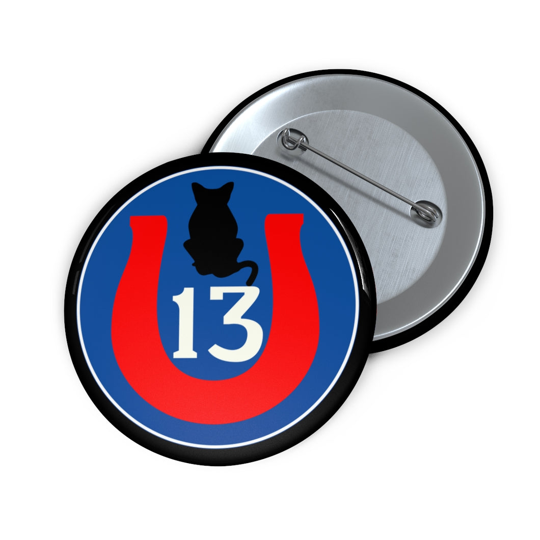 Custom Pin Buttons - Army - 13th Infantry Division - Black Cat wo Txt