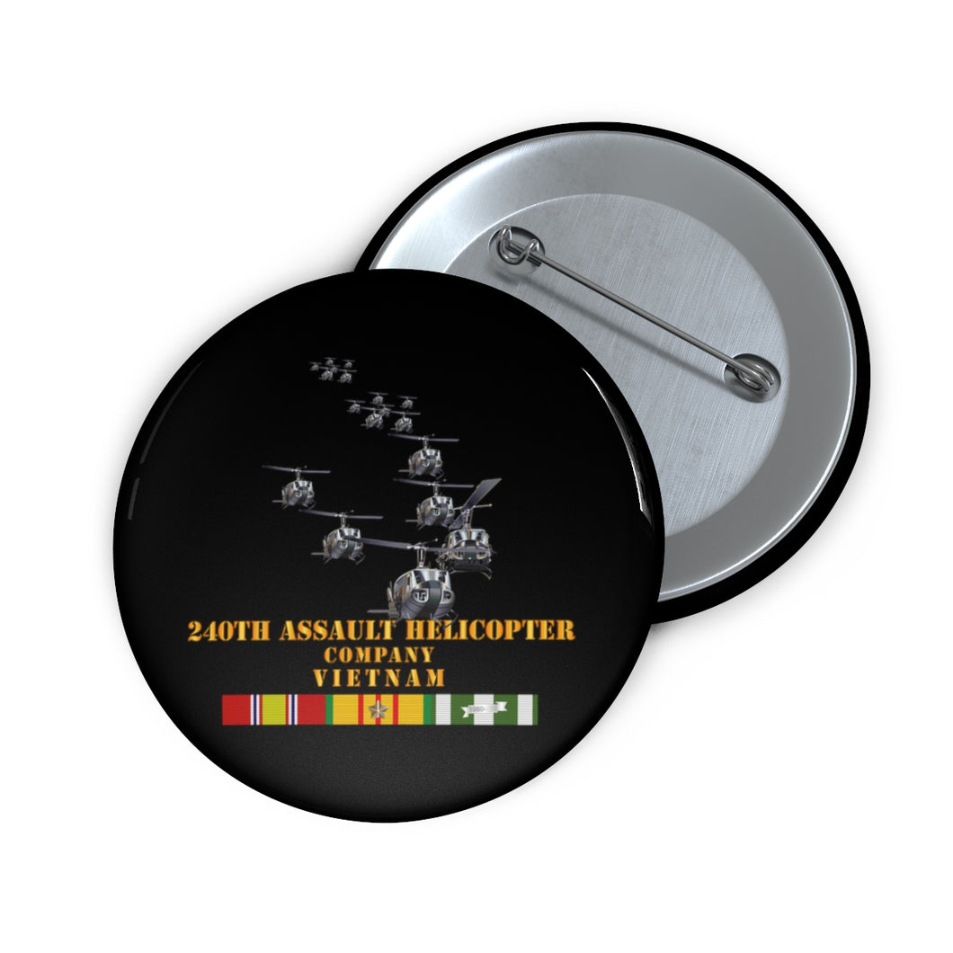 Custom Pin Buttons - Army - 240th Assault Helicopter Co w VN SVC V1