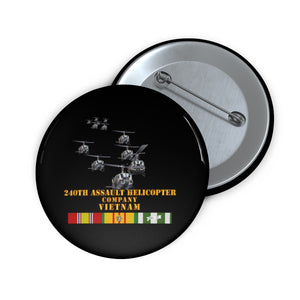 Custom Pin Buttons - Army - 240th Assault Helicopter Co w VN SVC