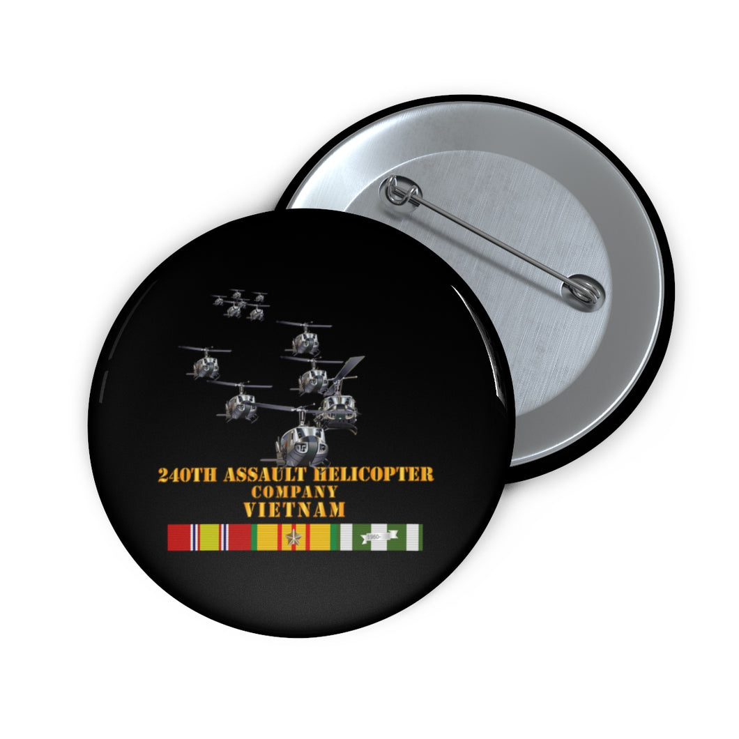 Custom Pin Buttons - Army - 240th Assault Helicopter Co w VN SVC