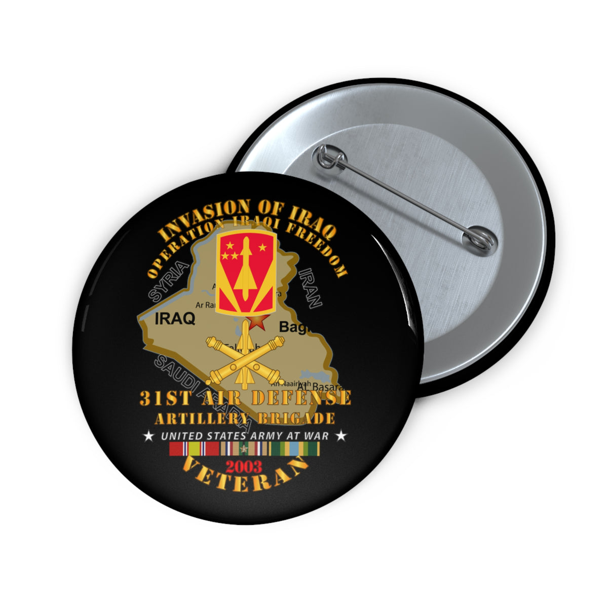 Custom Pin Buttons - Army - 31st Air Defense Artillery Bde - OIF - Inv ...
