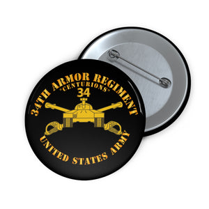 Custom Pin Buttons - Army - 34th Armor - Centurions  - Armor Branch