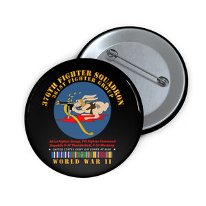 Custom Pin Buttons - Army - 376th Fighter Squadron - AAC at War w  WWII  EU SVC