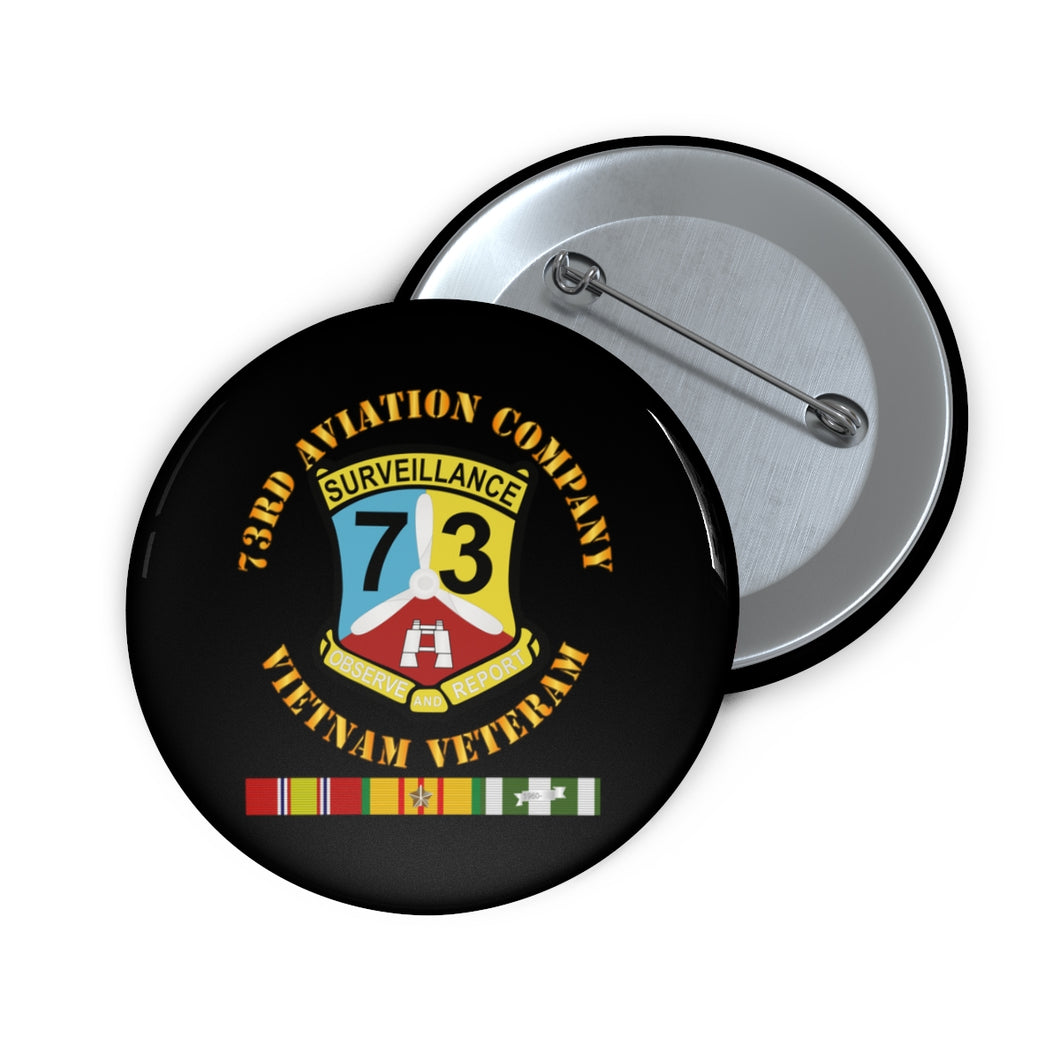 Custom Pin Buttons - Army - 73rd Aviation Company - Vietnam Veteran