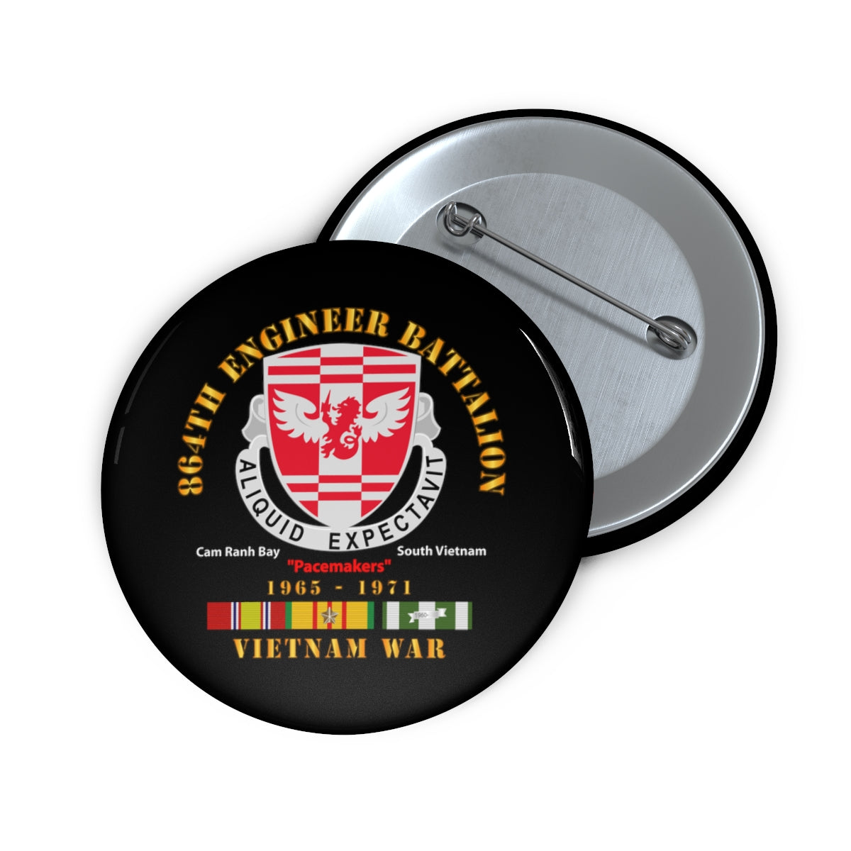 Custom Pin Buttons - Army - 864th Engineer Bn - 1965 - 1971 w VN SVC ...
