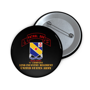 Custom Pin Buttons - Army - C Co 52nd Infantry - Patrol Dog (Highlight) - Ready Rifles