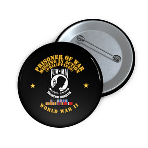 Custom Pin Buttons - Army - POW - MIA - Phil w WWII