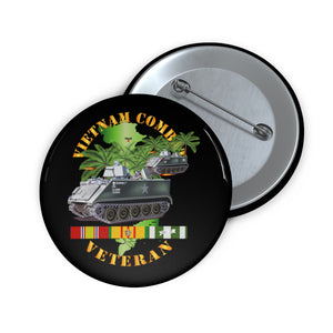 Custom Pin Buttons - Army - Vietnam Combat Vet - w APCs