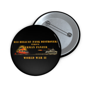 Custom Pin Buttons - Army - WWII - M18 HellCat Killing - German Panzer Exploding