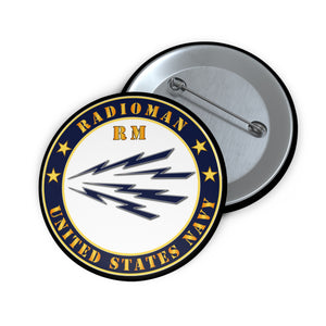 Custom Pin Buttons - Navy - Radioman - RM - US Navy