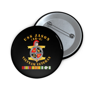 Custom Pin Buttons - Navy - USS Jason (AR-8) - Vietnam Veteran w Vn SVC