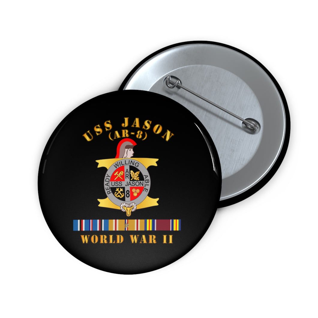 Custom Pin Buttons - Navy - USS Jason (AR-8) - WWII w  PAC SVC