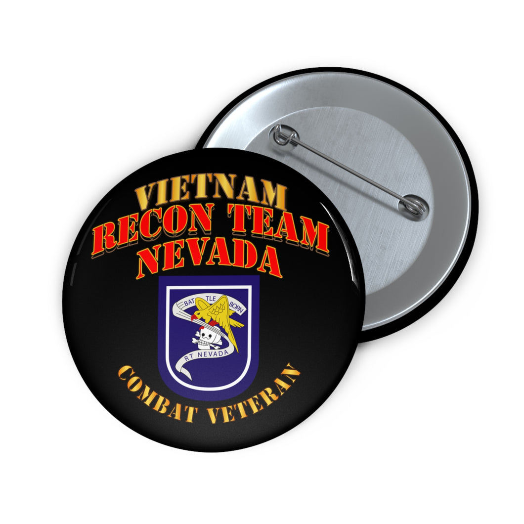 Custom Pin Buttons - RECON TEAM -  Recon Team Nevada - Vietnam - Cbt Vet V1