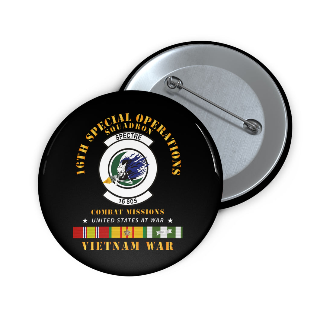 Custom Pin Buttons - SOF - 16th SOS - Combat Missions w VN SVC