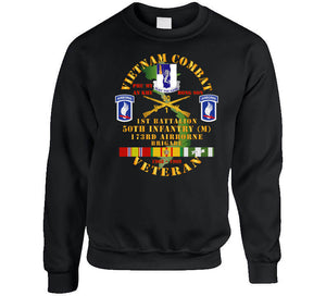 Army - Vietnam Combat Veteran W 1st Bn - 50th Inf - 173rd Airborne Bde 1968-69 W Vn Svc Classic T Shirt, Crewneck Sweatshirt, Hoodie, Long Sleeve