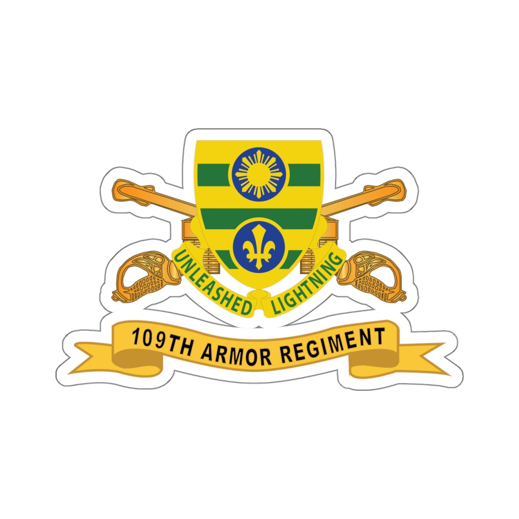 Kiss-Cut Stickers - 109th Armor Regiment w Br - Ribbon X 300