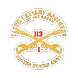 Kiss-Cut Stickers - 113th Cavalry Regiment - Cav Br - 1st Squadron w Red Regt Txt X 300