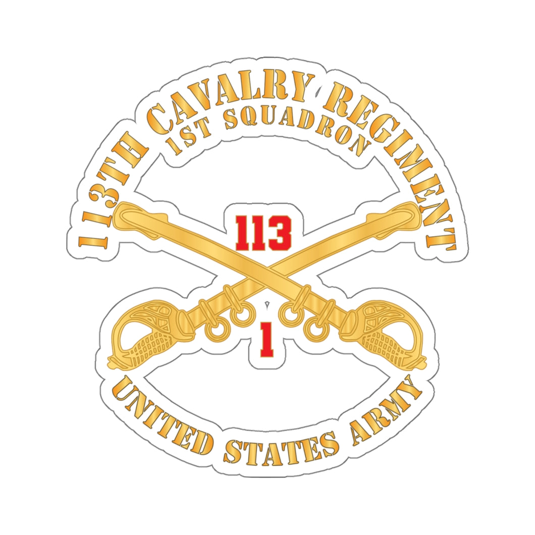 Kiss-Cut Stickers - 113th Cavalry Regiment - Cav Br - 1st Squadron w Red Regt Txt X 300