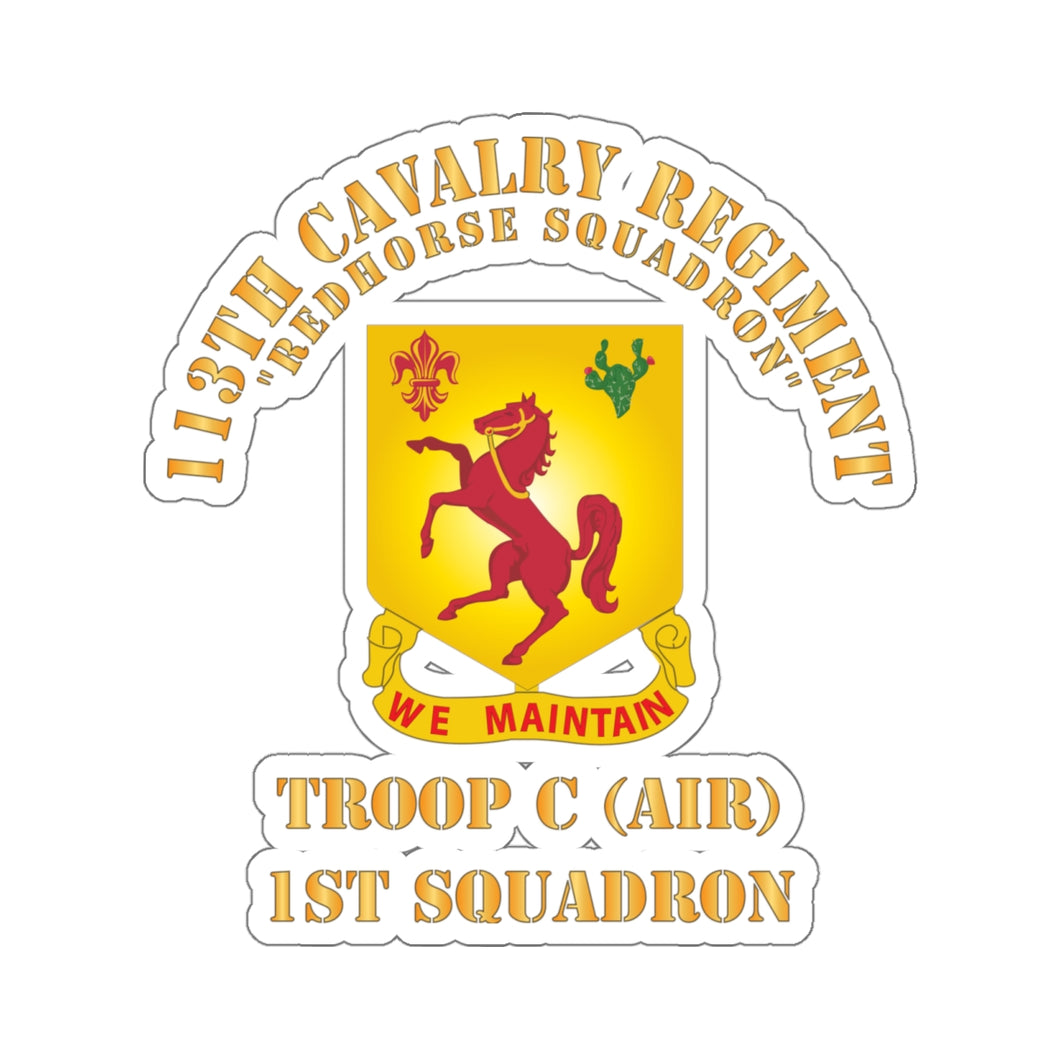 Kiss-Cut Stickers - 113th Cavalry Regiment - DUI - Redhorse Squadron - Troop C - 1st Squadron X 300