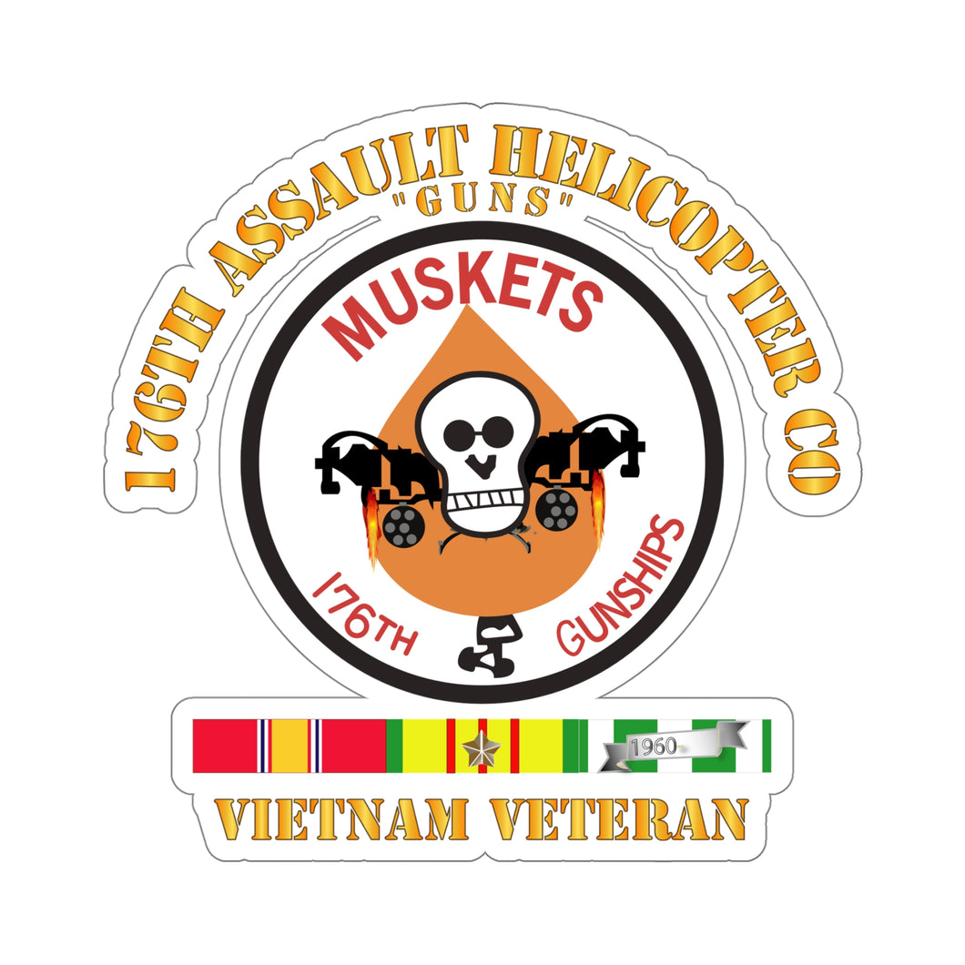 Kiss-Cut Stickers - 176th Gunships (Muskets) - Guns - Vietnam Vet w SVC